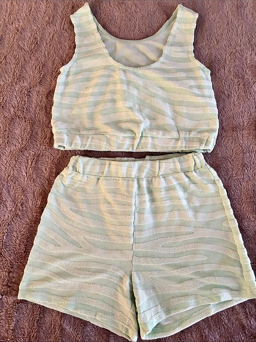 mayoral Girls Size 14 Green & White Abstract Shorts Set Like New